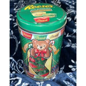 Vintage 1990 Reese's Peanut Butter Cups Christmas Tin.